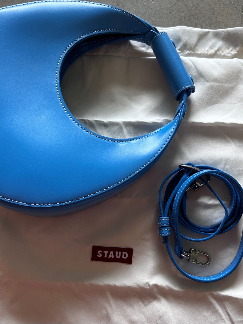 STAUD Sky Blue Moon Bag w strap NWOT - Picture 3 of 7